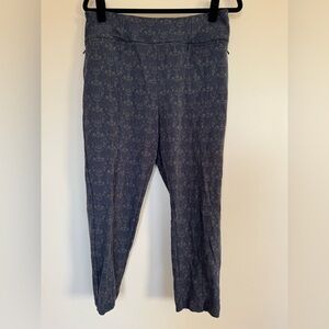 Betabrand Classic Dress Pant Yoga Straight Leg Cropped Capri Sz XL P EUC Damask